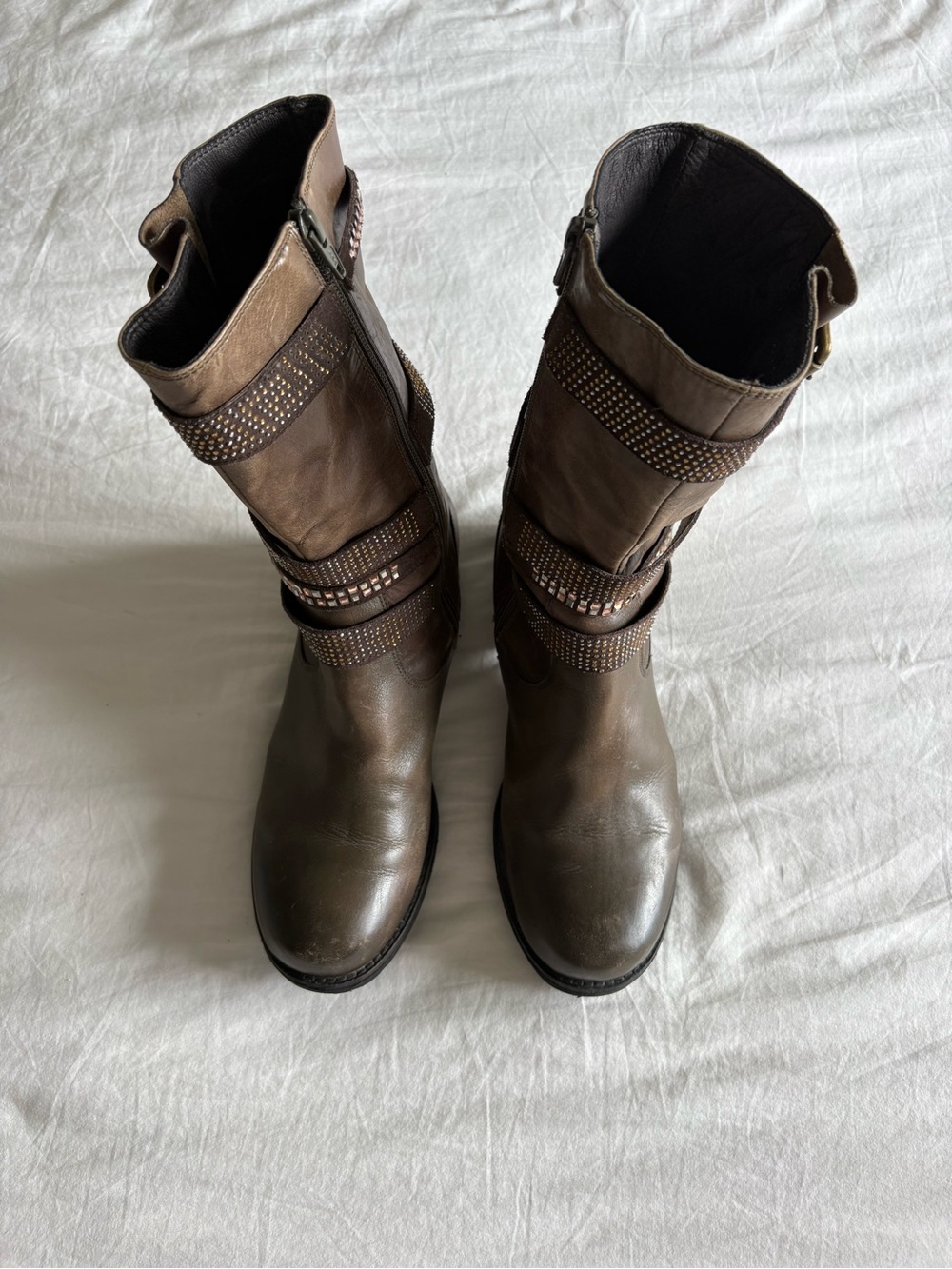 MJUS Distressed Leather Multi-Strap Studded Brown Combat Boots - EU 41 - Picture 3 of 7